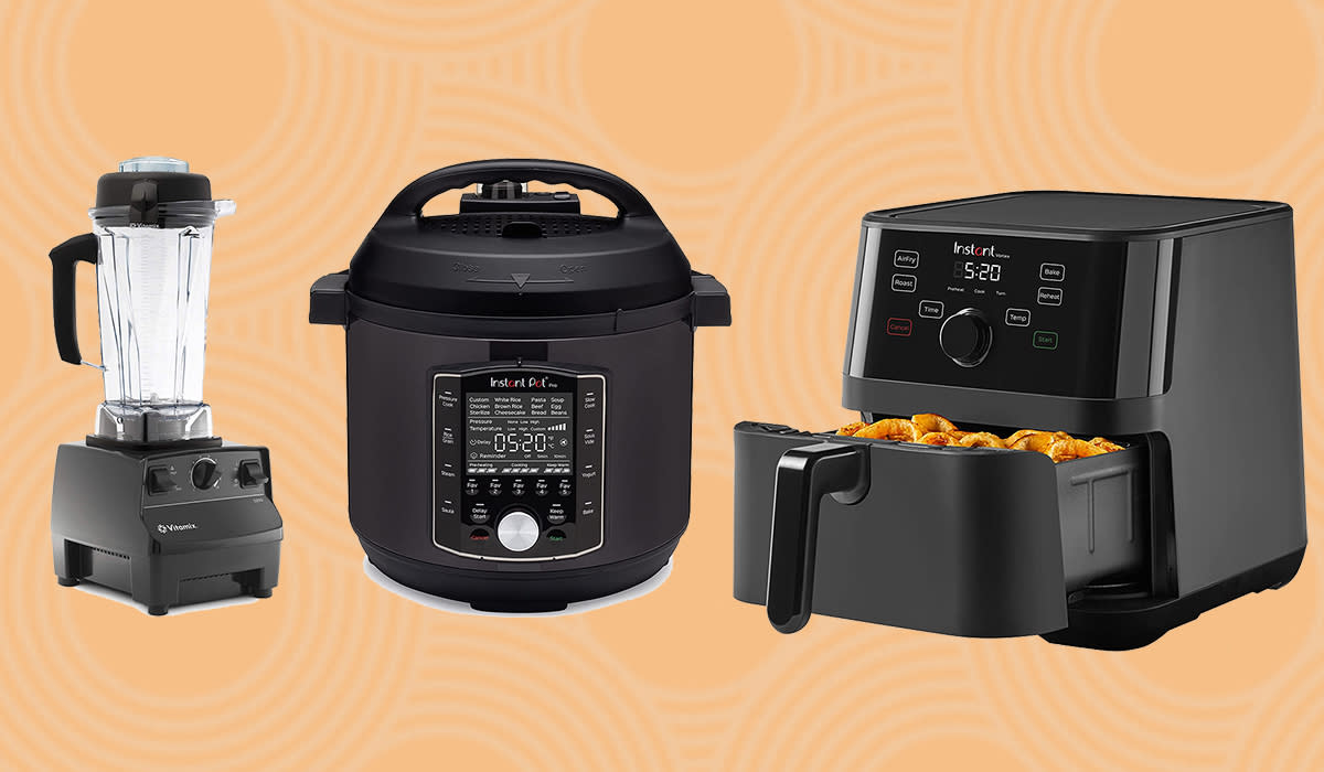 A Vitamix blender, an Instant Pot, and an Instant Vortex air fryer