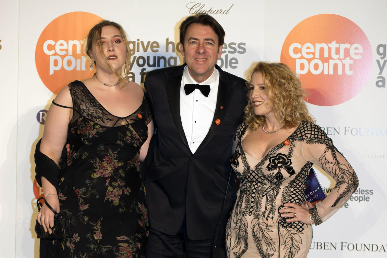 Jonathan Ross arrives with his wife Jane Goldman (right) and daughter Honey Kinney Ross at a fundraising event and awards evening in aid of Centrepoint, a charity which supports young rough sleepers, at Kensington Palace in London.