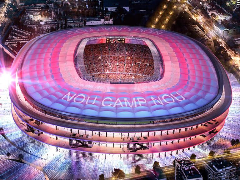 Un modelo del nuevo Camp Nou, que estaría terminado en noviembre de 2024