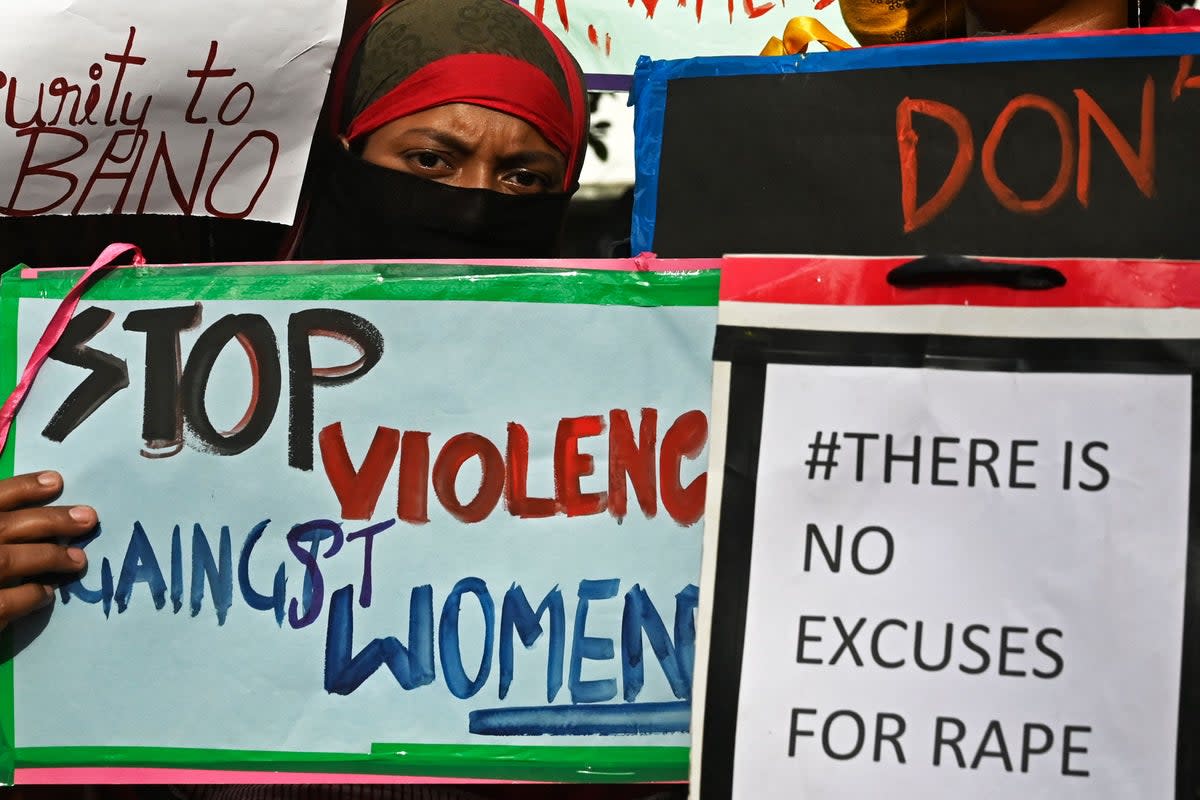 Social activist protesting crime against women in India (AFP via Getty Images)