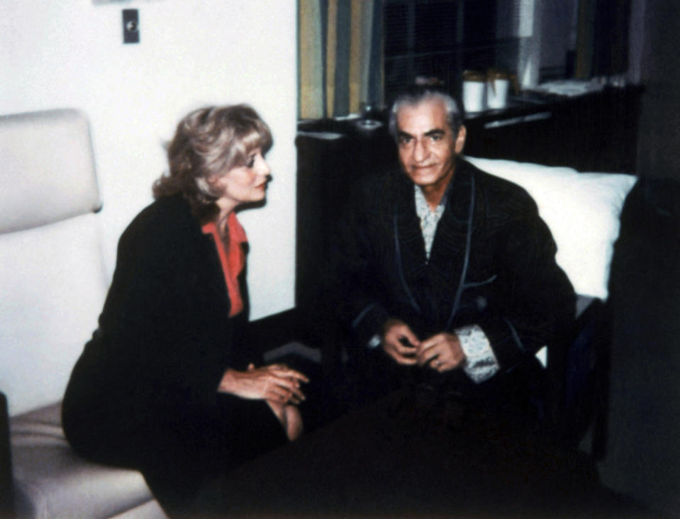 FILE - Barbara Walters interviews the Shah of Iran at the Cornell Medical Hospital in November, 1979, in New York. Walters, a superstar and pioneer in TV news, has died, according to ABC News Friday, Dec. 30, 2022. She was 93. (AP Photo, File)