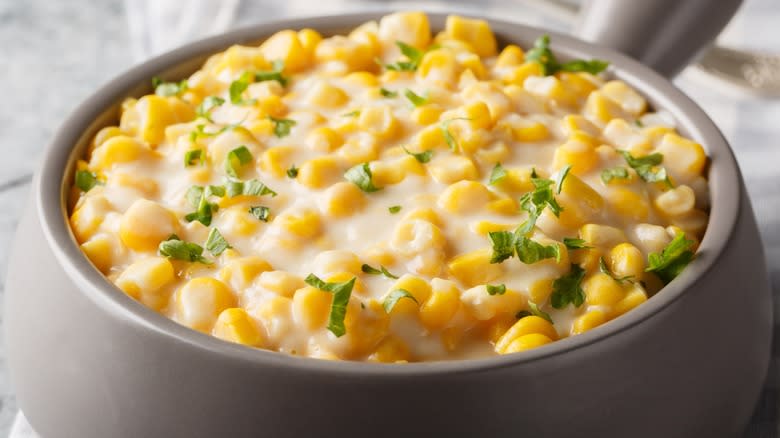 creamed corn with herbs