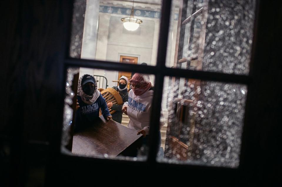 Pro-Palestinian student protestors take over Hamilton Hall.<span class="copyright">Andres Kudacki for TIME</span>