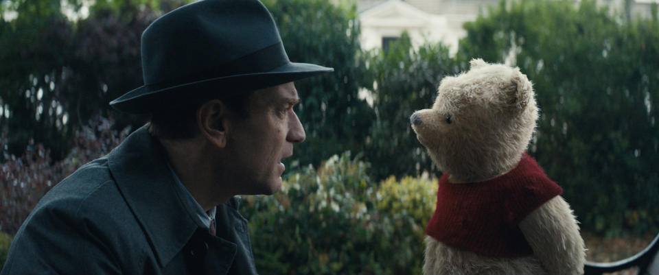 Ewan McGregor plays Christopher Robin opposite his longtime friend Winnie the Pooh in Disney’s live-action adventure “Christopher Robin.” (Photo: Disney)