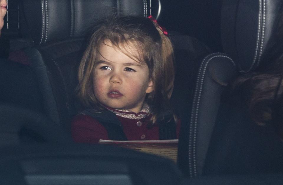 <p>On her way to Christmas lunch at Buckingham Palace with the whole royal family.</p>