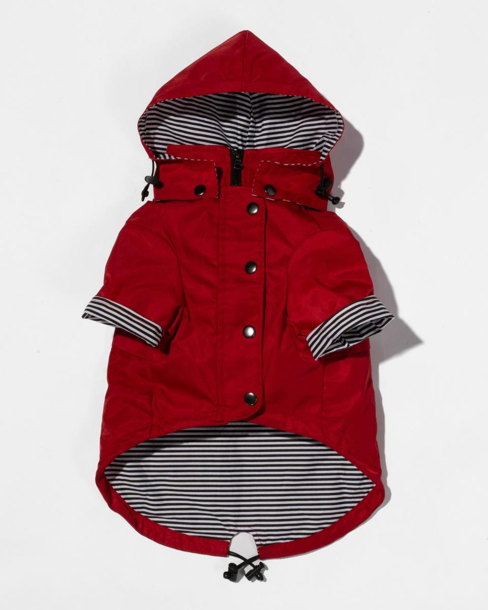 Ellie Rain Breaker in Fire House Red, $50.00, Bark International