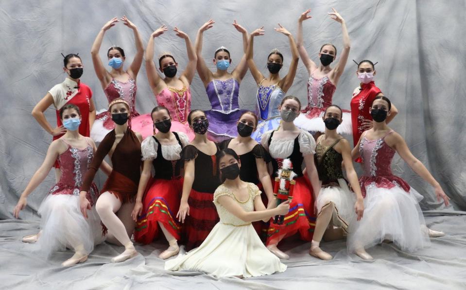 The New Bedford Ballet will perform A New England Nutcracker from Dec. 4 to 12. 
Standing: Clara Bonney, Abbey Grundy, Sabrina Cunningham, Sofia Montez , John-nae Sylvia, Olivia Quintin, Makenna LeBlanc-Reis; Kneeling: Summer Richardson, Anna Murray, Sofia Gillen, Georgia Roderiques, Ella Gillen, Allison Root, Eva Politano, Madyn Waskiewicz; and Sitting: Joy Li.