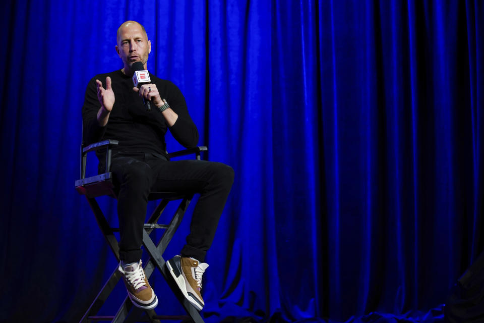 United States men's national team soccer coach Gregg Berhalter speaks, Wednesday, Nov. 9, 2022, in New York, as the team's roster for the upcoming World Cup in Qatar is announced. (AP Photo/Julia Nikhinson)