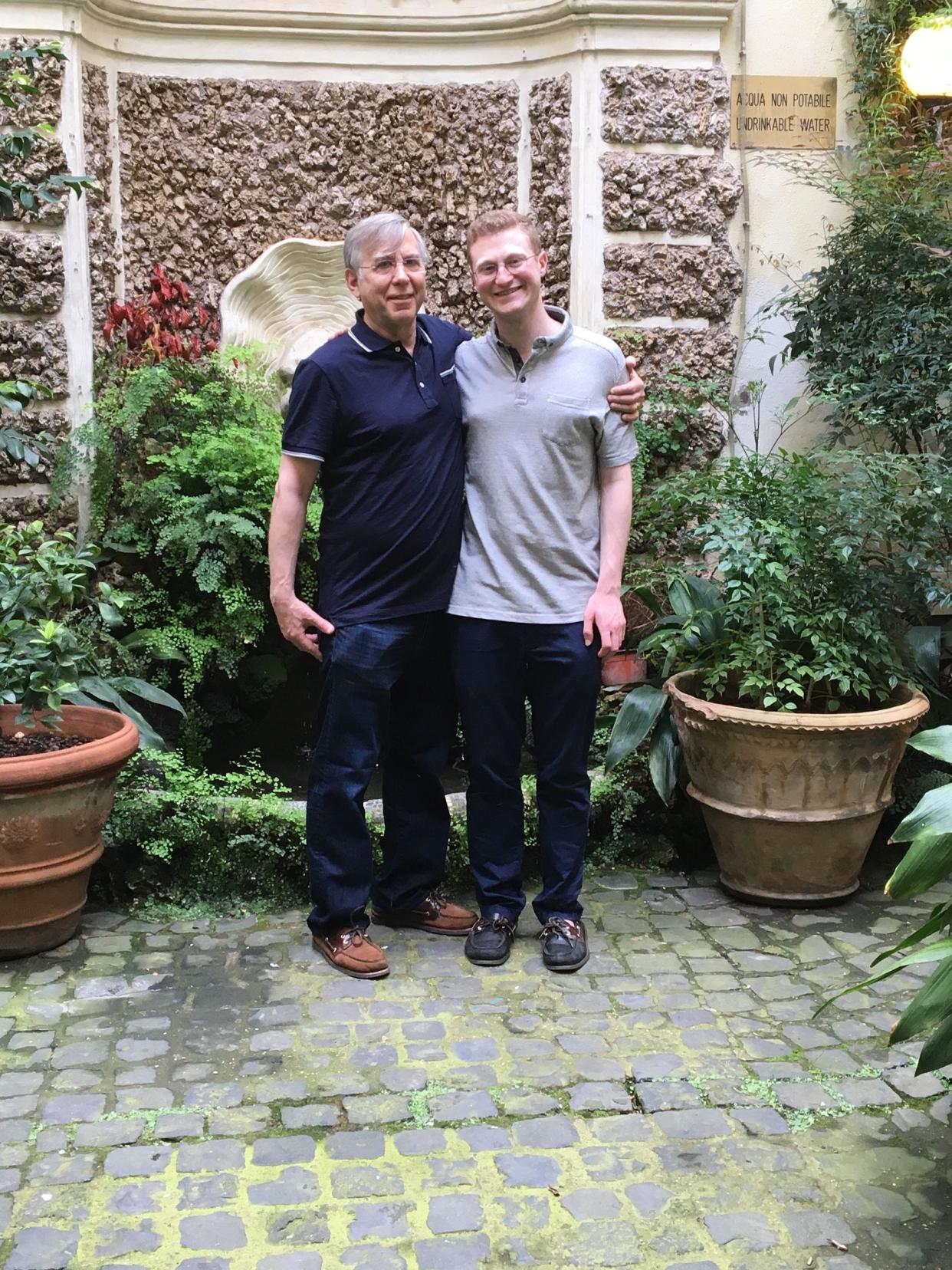 Mark Oliver (left) and David Oliver (me, right) enjoying some father-son bonding in Italy in spring 2016.