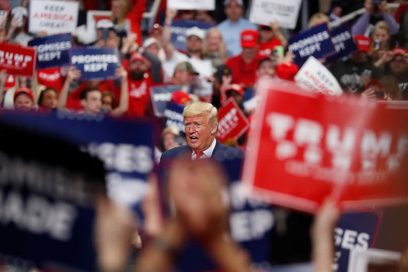 U.S. President Donald Trump speaks at a campaign rally in Charlotte