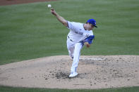 Toronto Blue Jays starting pitcher Nate Pearson delivers a pitch during the third inning of a baseball game against the Washington Nationals, Wednesday, July 29, 2020, in Washington. (AP Photo/Nick Wass)