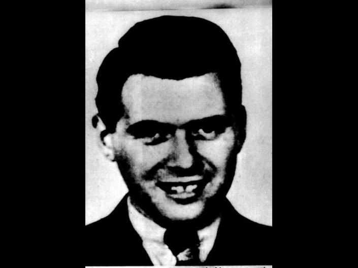 Josef Mengele headshot, Nazi war criminal,  photo on black