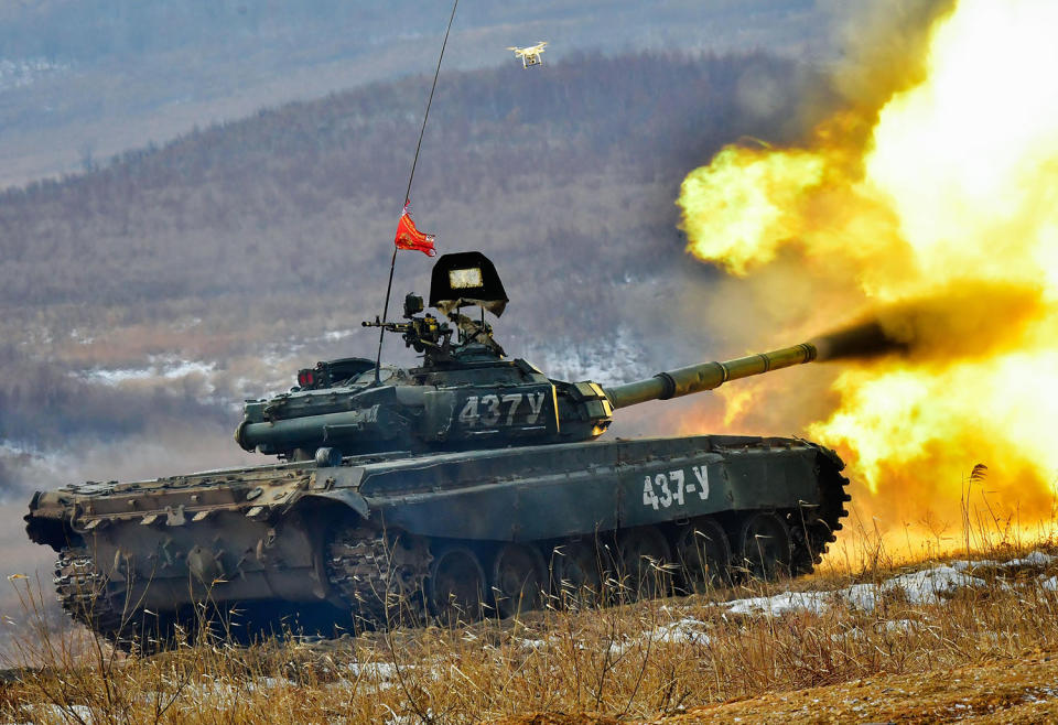 Tank biathlon competition in Russia