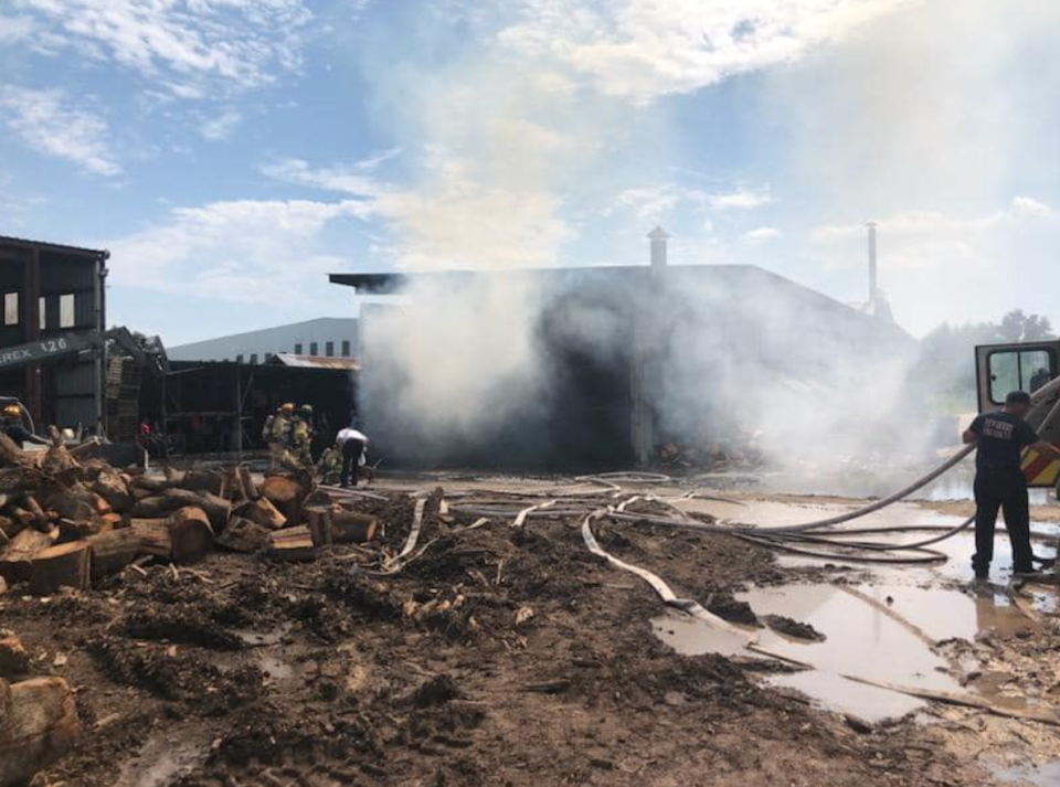 Alachua County Fire Rescue responds to a fire at Southern Fuelwood in Newberry June 26, 2023.