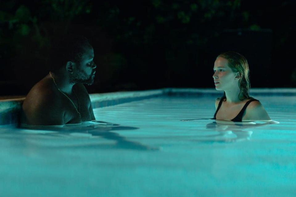 Brian Tyree Henry and Jennifer Lawrence in “Causeway,” premiering Nov. 4, 2022, on Apple TV+.