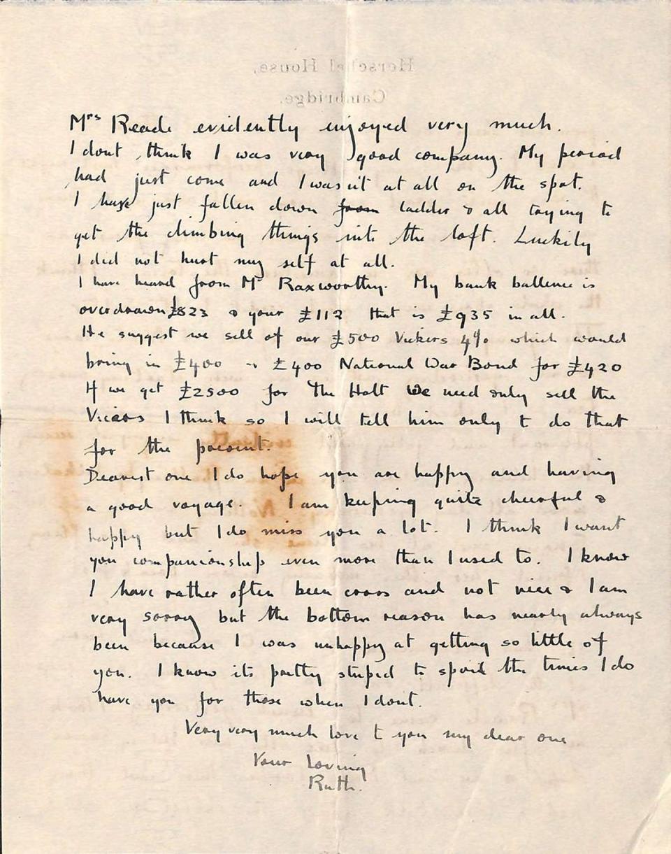 the final page of a letter from ruth mallory to george mallory in march 1924