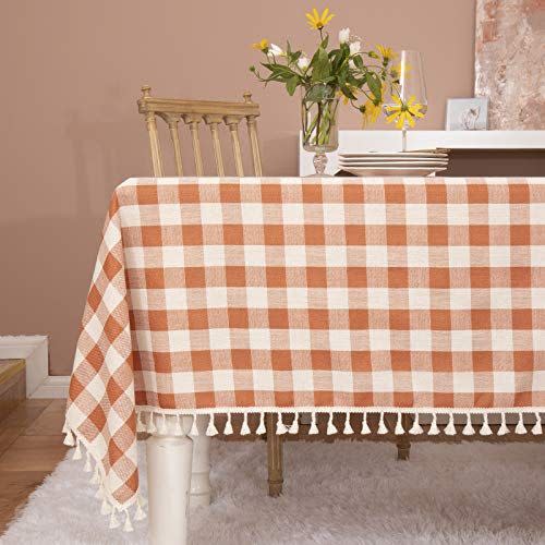 Rustic Plaid Tassel Tablecloth