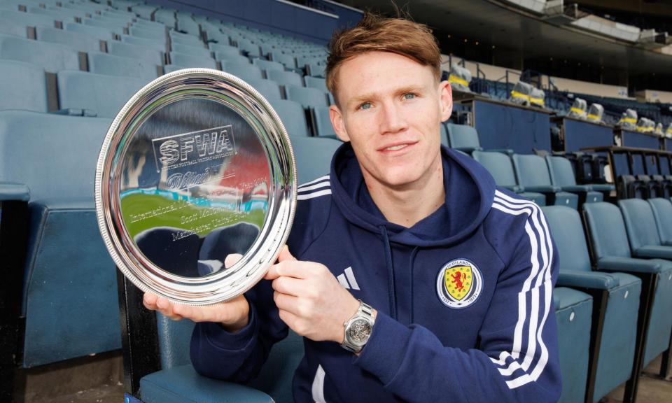 <span>Scott McTominay has been named the Scottish Football Writers’ Association’s men’s international player of the year.</span><span>Photograph: Steve Welsh/PA</span>