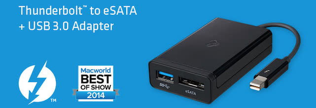 Kanex Thunderbolt to eSATA + USB 3.0 Adapter