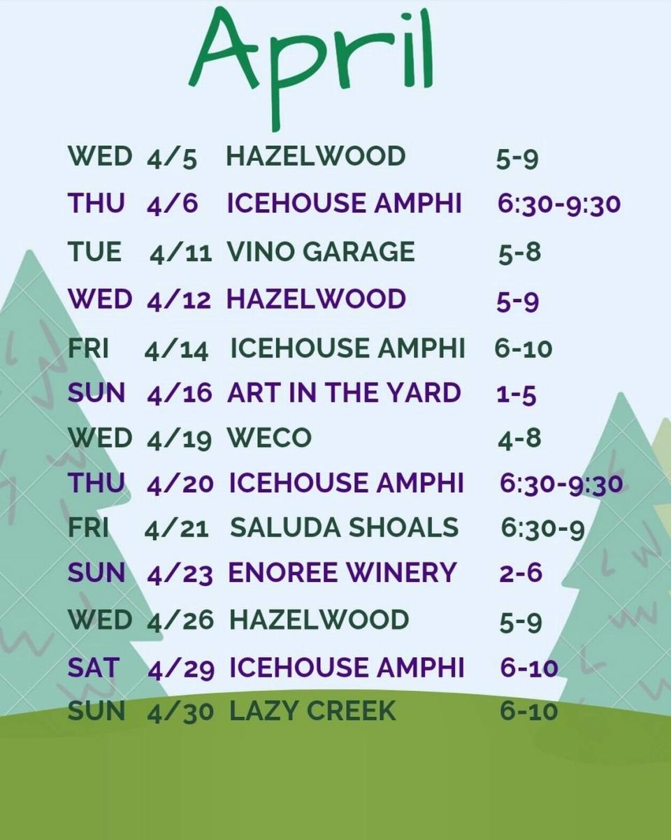 The schedule of where Cheese and Thank You will be selling its specialty grilled cheeses this April.