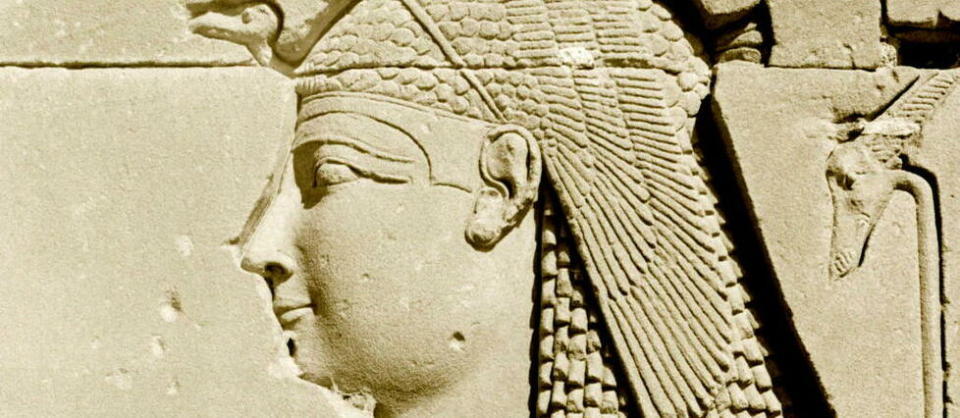 Représentation de la reine Cléopâtre, au temple ptolemaïque de la déesse Hathor à Denderah, Égypte.  - Credit:MARTHELOT / Leemage via AFP