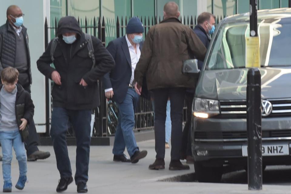 Boris Johnson leaving hospital after his wife Carrie had a baby today (Jeremy Selwyn)