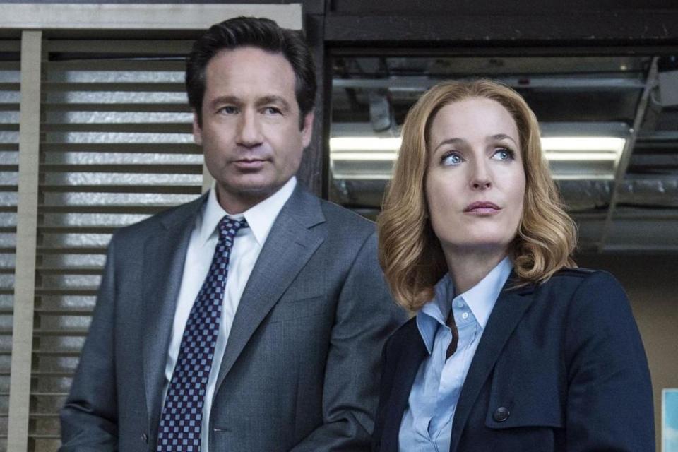 Anderson pictured with her co-star David Duchovny on The X-Files