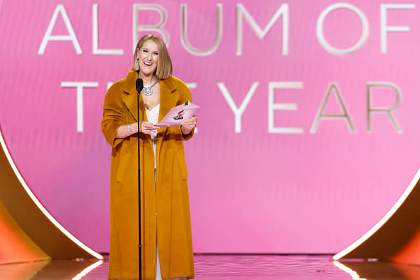 LOS ANGELES – FEBRUARY 4: Celine Dion presenting the award for Album of the Year at The 66th Annual Grammy Awards, airing live from Crypto.com Arena in Los Angeles, California, Sunday, Feb. 4 (8:00-11:30 PM, live ET/5:00-8:30 PM, live PT) on the CBS Television Network. (Photo by Sonja Flemming/CBS via Getty Images)