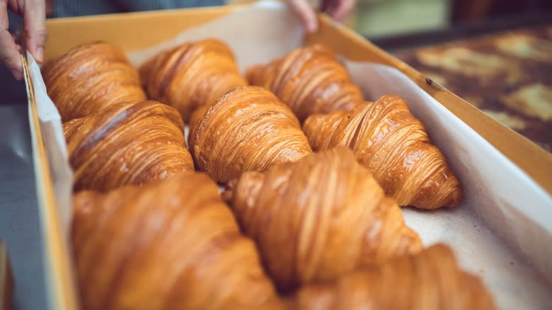 plain croissants at bakery