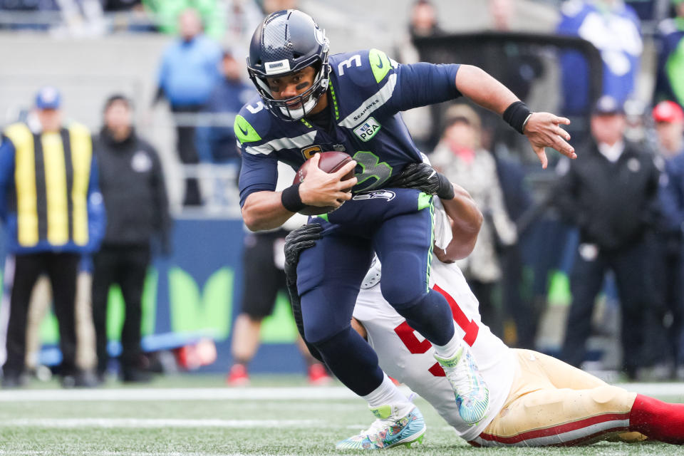 Russell Wilson has the Seahawks in the wild-card hunt. (Getty Images)