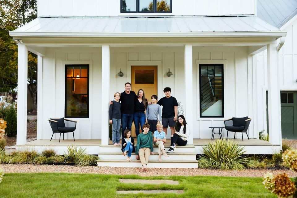 SIMPLE LIVING: Minimalist Zoë Kim and downsizing expert Matt Paxton share this farmhouse on the outskirts of Atlanta with their blended family of seven children ages 9 to 17.