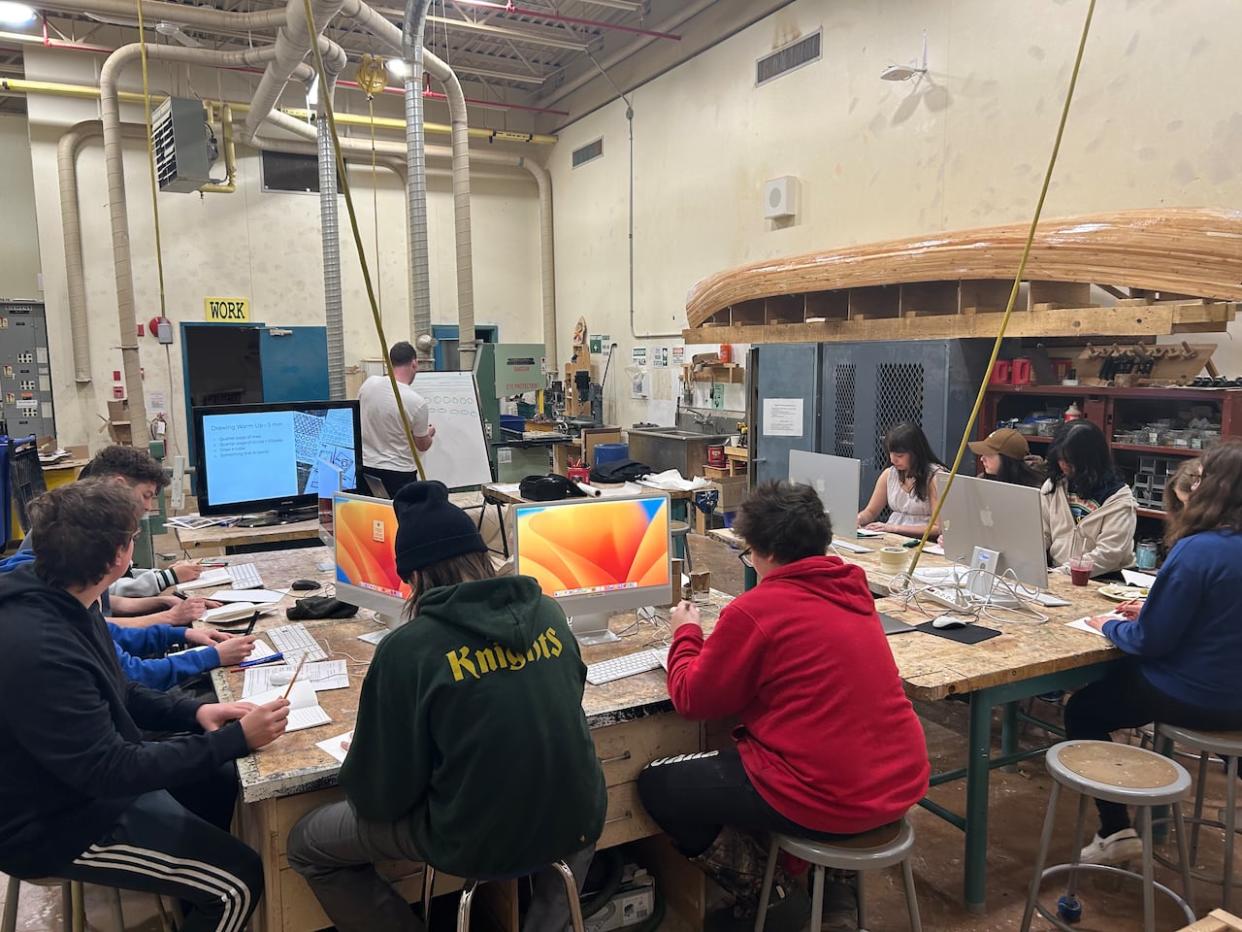 Robert Service students in Dawson City have been working on designing and modelling low-carbon, disaster-resistant houses with teacher Peter Menzies this year. (Submitted by Peter Menzies  - image credit)