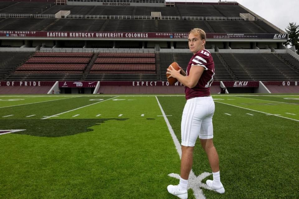 EKU quarterback Parker McKinney set school single-season records for completions, attempts, completion percentage, passing yards and passing touchdowns in 2022. Silas Walker/swalker@herald-leader.com