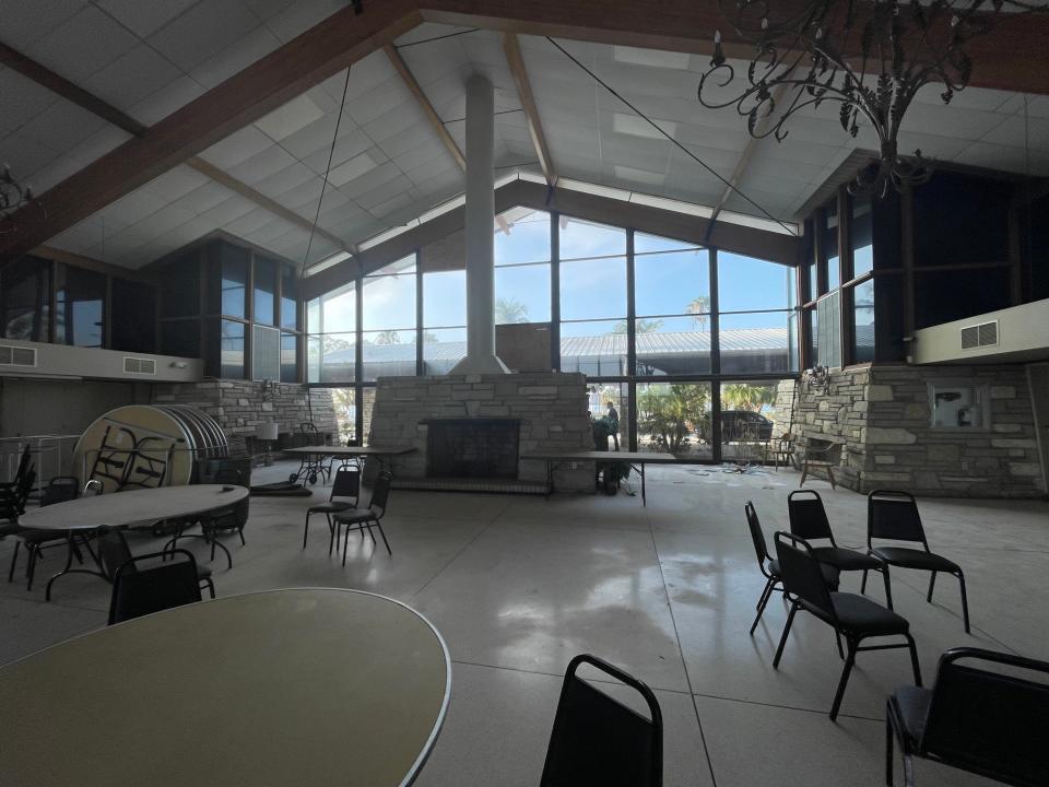 These photos show the insides of the Cape Coral Yacht Club's main ballroom building and were taken on April 11, 2023.