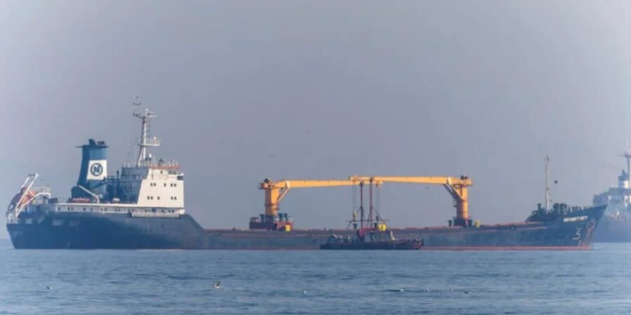 A cargo ship waiting for inspection to enter the Bosphorus Strait, October, 2012