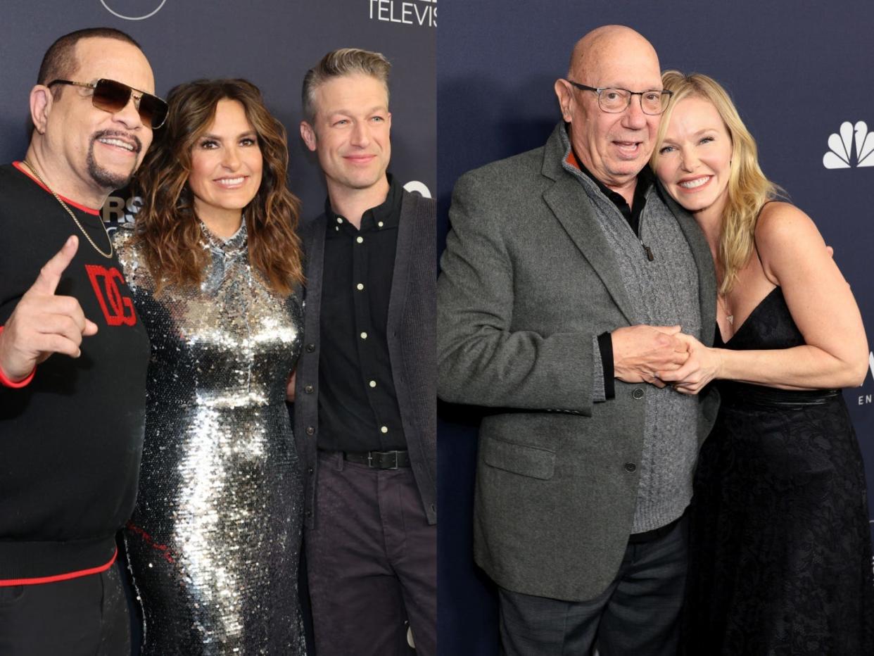 "Law & Order" stars Ice-T, Mariska Hargitay, Peter Scanavino, Dann Florek, and Kelli Giddish all appeared for the show's 25th season anniversary party.