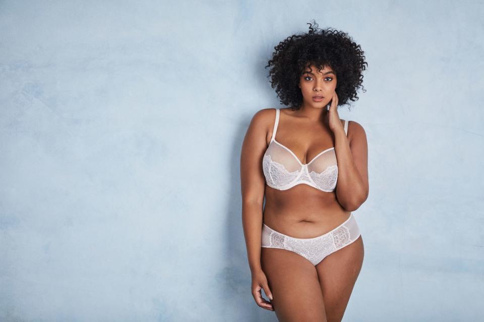 Lingerie model Amber Tolliver's new line, Liberté, specializes in sophisticated extended-size bras and panties.