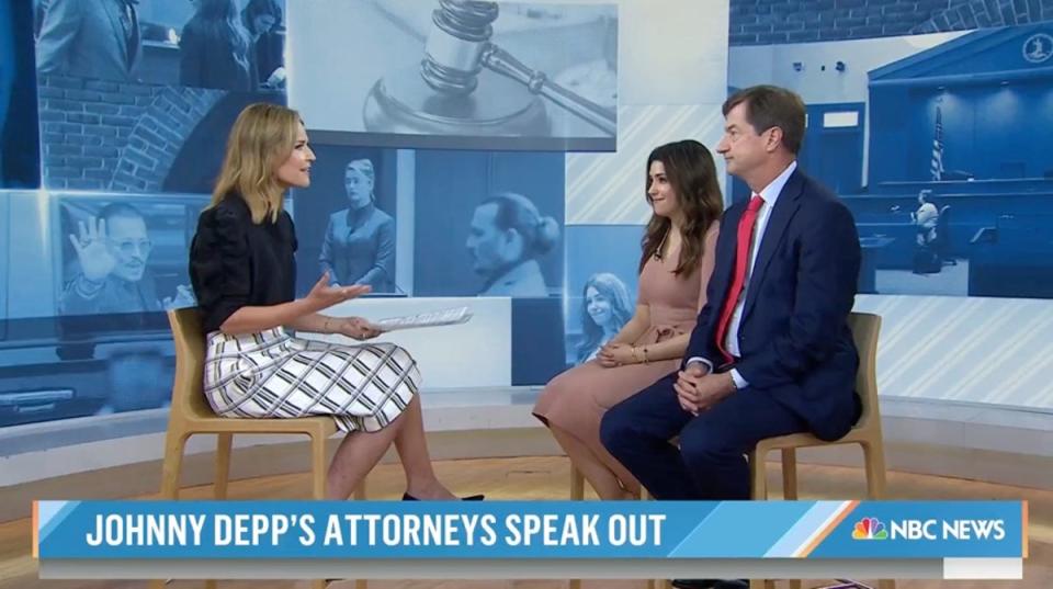 Savannah Guthrie interviewing Johnny Depp’s attorneys on NBC’s Today show (NBC)