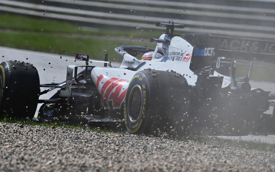  Romain Grosjean of France driving the (8) Haas F1 Team VF-20 Ferrari runs wide during the Formula One Grand Prix of Austria at Red Bull Ring on July 05, 2020 in Spielberg, Austria - Clive Mason - Formula 1