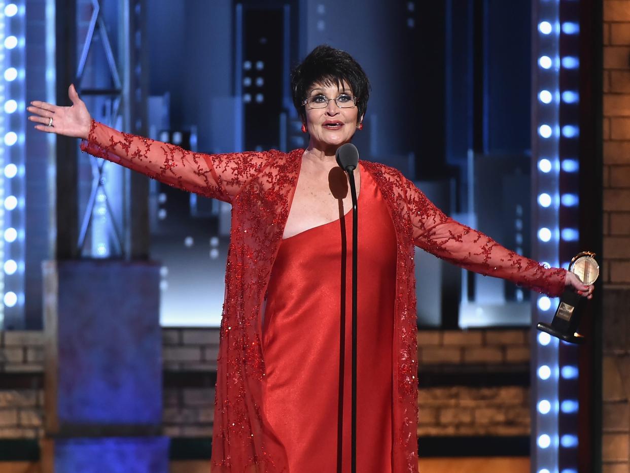 Chita Rivera in a red dress at the 2018 Tony Awards