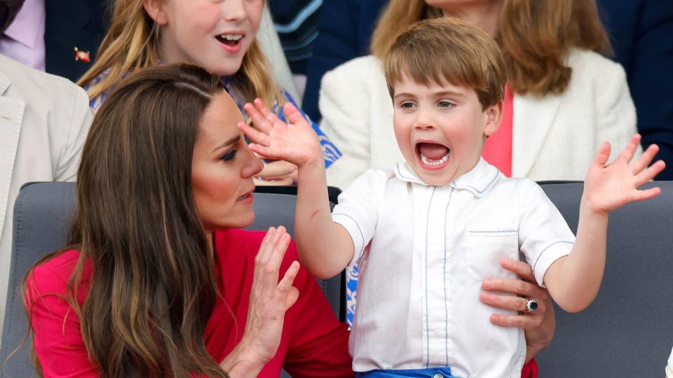 Princess Kate and Prince Louis attend the Platinum Pageant on The Mall on June 5, 2022 in London