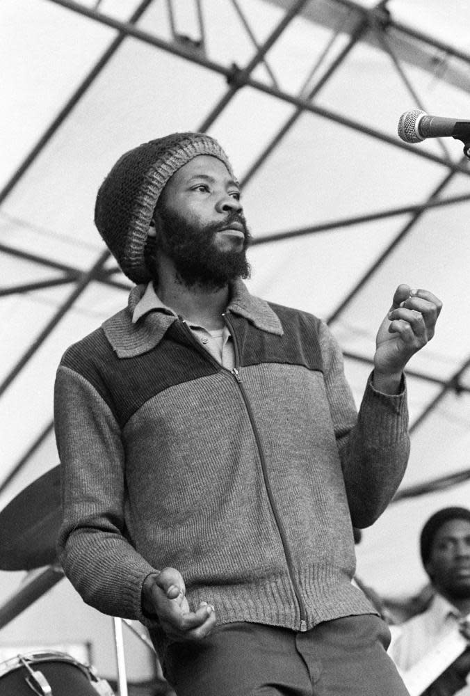 The hub of all important activity … Misty In Roots performing at Rock Against Racism Carnival in Potternewton Park in June 1981.