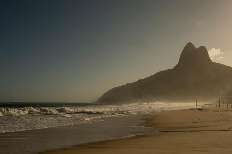 An April 4 view of Ipanema Beach in Rio de Janeiro, Brazil, during the COVID-19 pandemic.