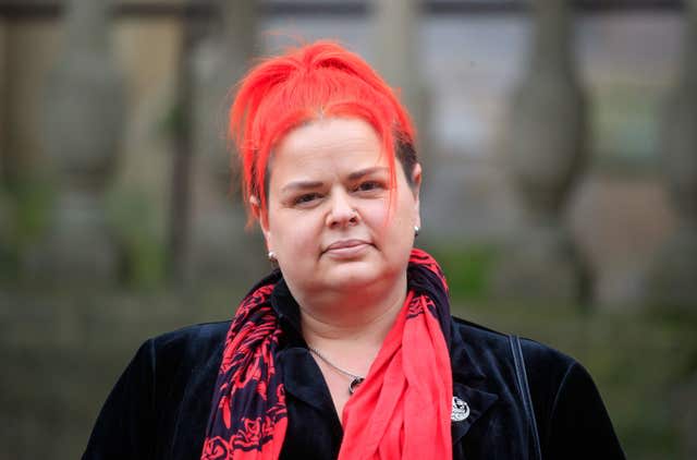 Widow Claire Mercer arrives at Sheffield Town Hall for the inquest into the deaths of her husband, Jason Mercer, and Alexandru Murgeanu