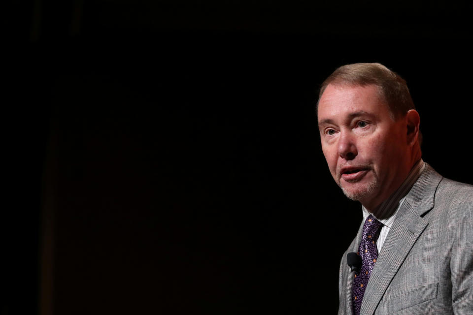 Jeffrey Gundlach, CEO of DoubleLine Capital LP, presents during the 2019 Sohn Investment Conference in New York City, U.S., May 6, 2019. REUTERS/Brendan McDermid