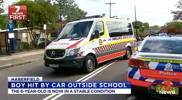 The boy was taken to The Children's Hospital at Westmead and is in a stable condition. Picture: 7 News