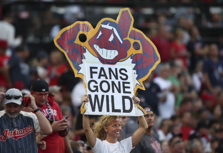 An activist believes Chief Wahoo and the Indians team name is discriminatory. (AP Photo)