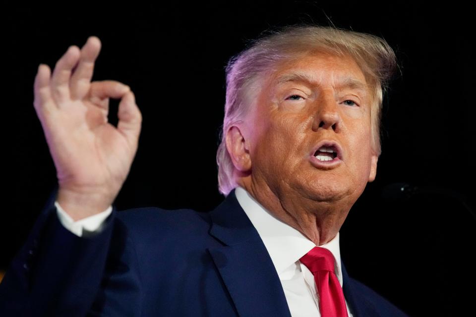 Former President Donald Trump speaks at a campaign event on July 8 in Las Vegas.