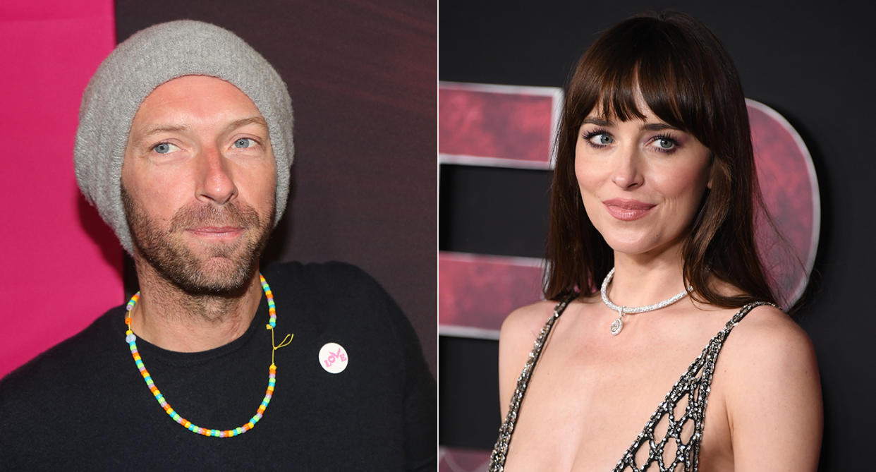 Chris Martin and Dakota Johnson COMP . (Getty)