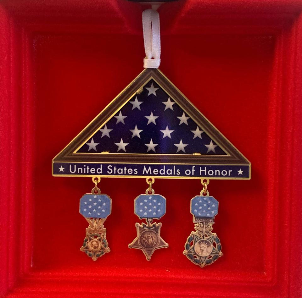 The War Memorial Center 2022 ornament features the Medal of Honor, with Army, Navy and Air Force versions.